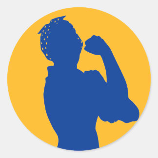 Kvinnohistoriens månad Rosie Riveter Navy/Guld Runt Klistermärke