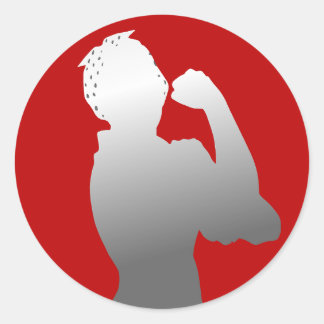 Kvinnohistoriens månad Rosie Riveter Scarlet/Grått Runt Klistermärke