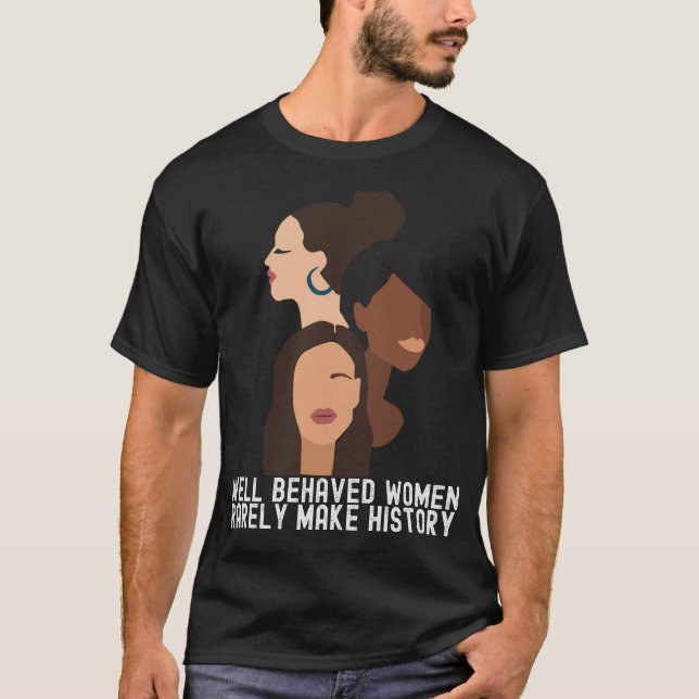 Kvinnohistoriens månatliga, svarta citattecken t shirt (Framsida)