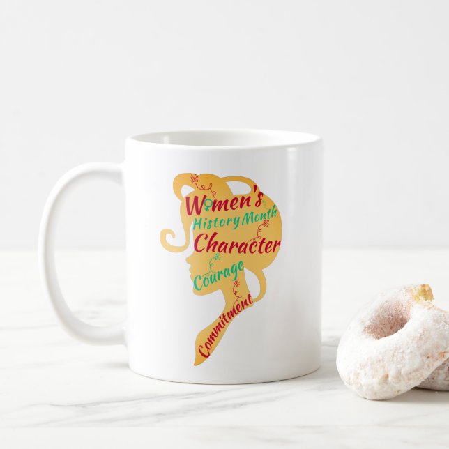KVINNOHISTORIK MÅNAD KARAKTÄR MOD RÖRLIGHET KAFFEMUGG (Med munk)