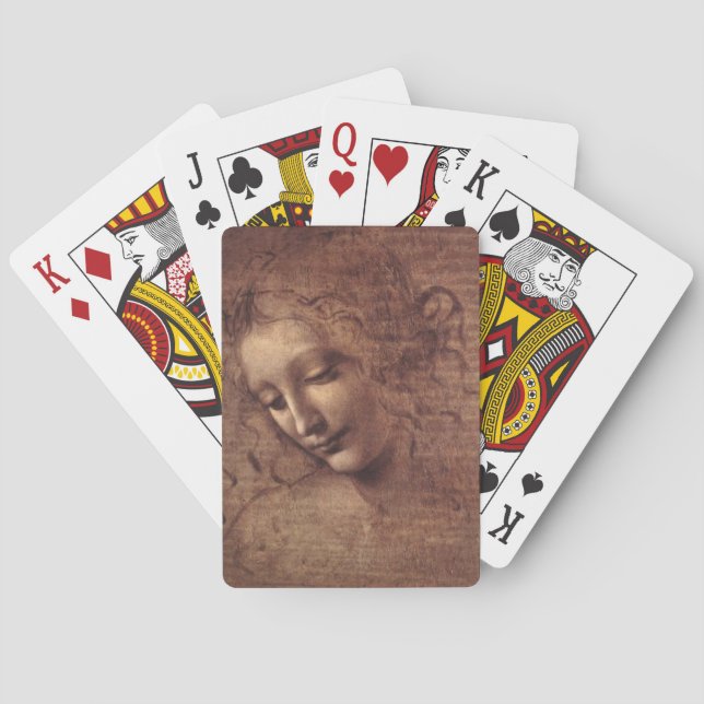 Kvinnohuvud La Scapigliata av Leonardo da Vinci Spelkort (Baksidan)