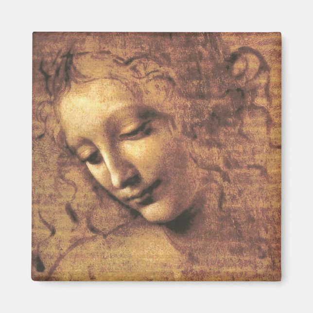 Kvinnohuvud La Scapigliata Leonardo Da Vinci Magnet (Framsidan)