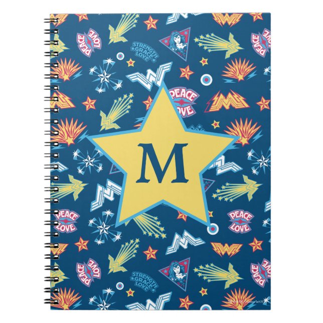  kvinnoikoner och fraser Mönster | Monogram Anteckningsbok (Framsidan)