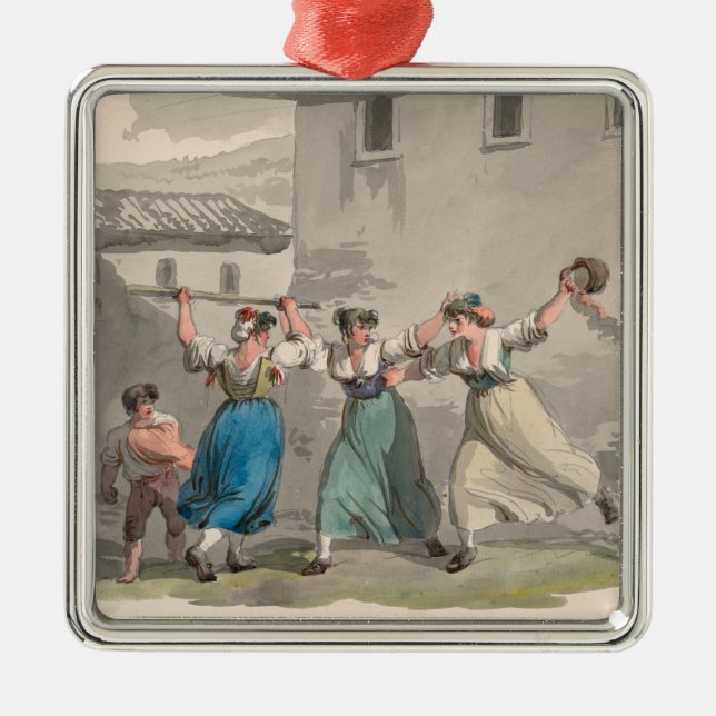 Kvinnokamp i Rom, Italien (historiskt läge) Julgransprydnad Metall (Framsidan)