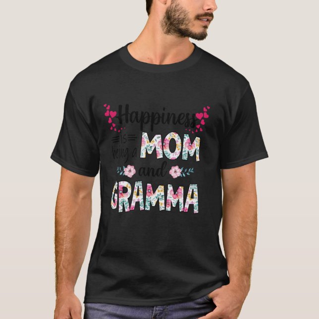 Kvinnolycka är att vara Mamma och GRAMMA Cute Fl T Shirt (Framsida)