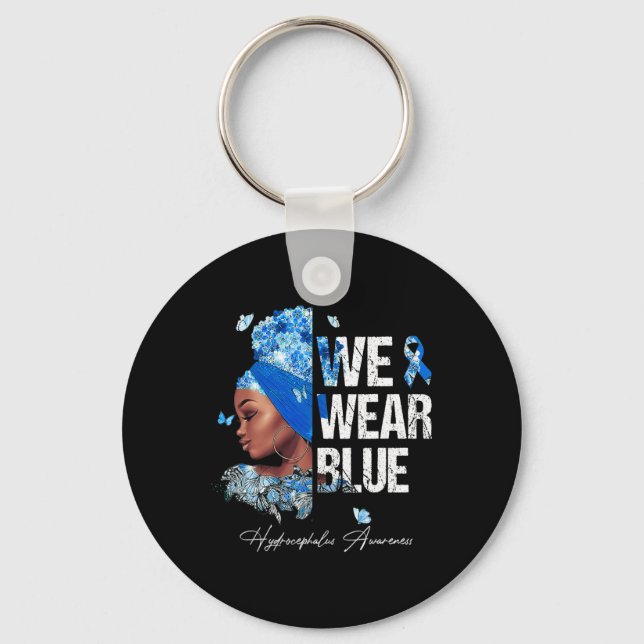 Kvinnomedvetande om Blue Hydrocephalus Bära Nyckelring (Framsida)