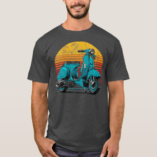 Kvinnomens retro Moped Vintage Solset Motor Scoote T Shirt