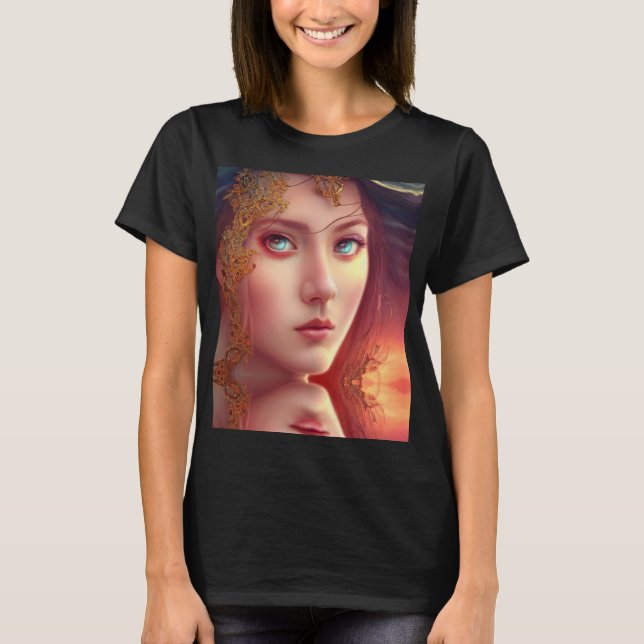 Kvinnoprinsessan Fantasy T Shirt (Framsida)