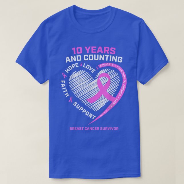 Kvinnor 10 år Bröstcancer överlevande för kvinnor  T Shirt (Design framsida)