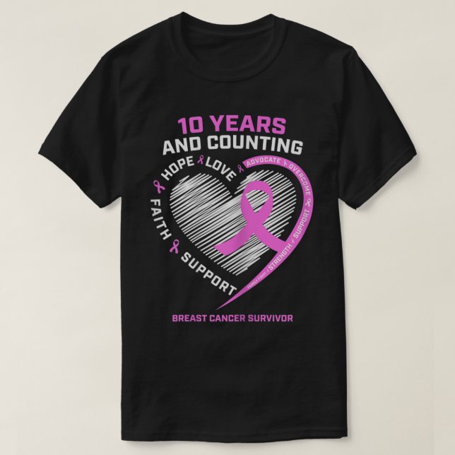 Kvinnor 10 år i Bröstcancer överlevande för kvinno T Shirt (Design framsida)