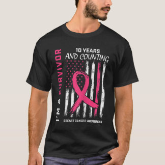 Kvinnor 10 års överlevnadsgåva Rosa bröstcancer F T Shirt