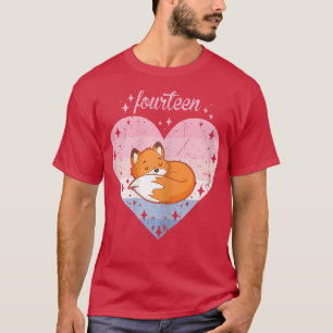 Kvinnor 14 år gammal Cute Fox Birthday Girl 14:e B T Shirt