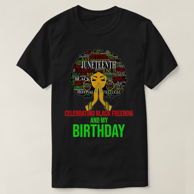 Kvinnor 19 juni i år firar frihet och födelse t shirt (Design framsida)