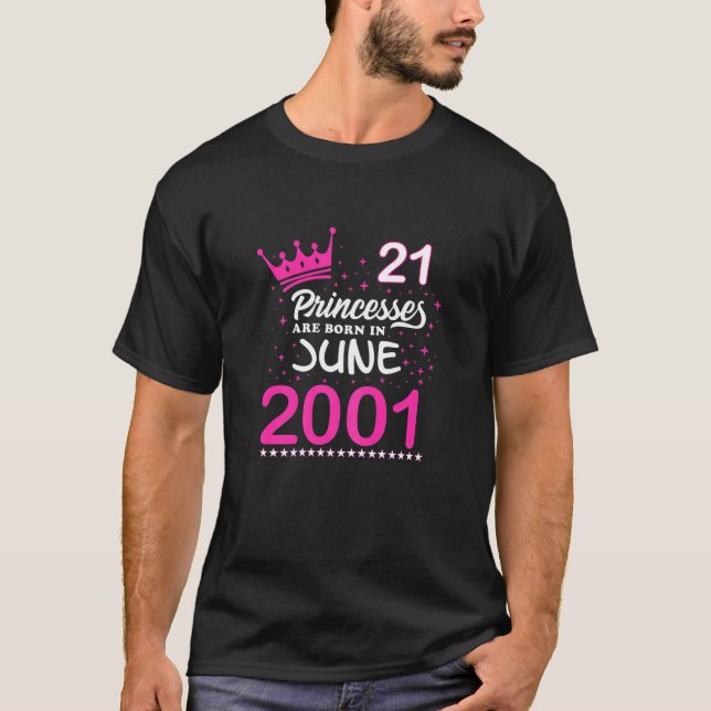Kvinnor 21:a födelsedagen Rosan föds T Shirt (Framsida)