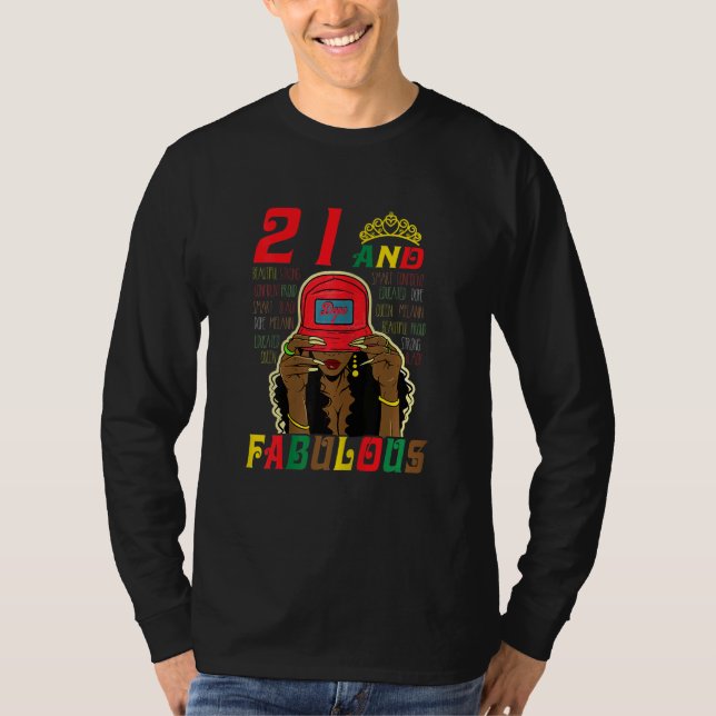 Kvinnor 21 och Fabulous Black Girl 21st Birthday A T Shirt (Framsida)