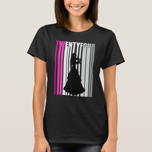 Kvinnor 24:e Violin Player Birthday Bday Violinist T Shirt (Framsida)