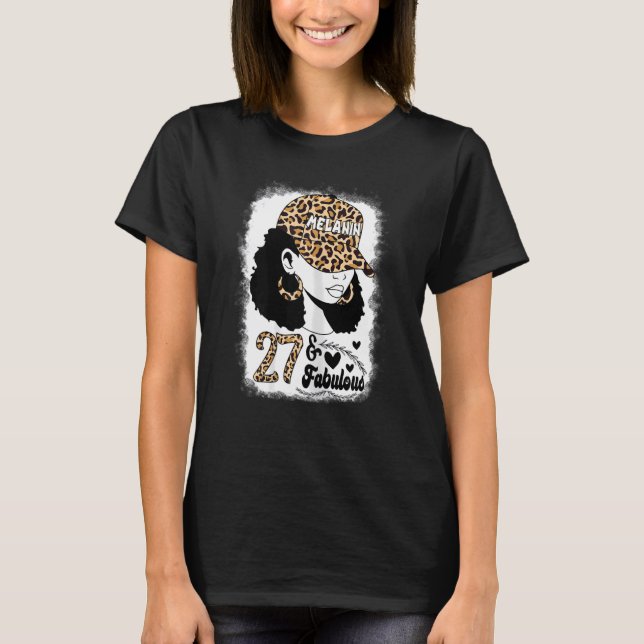 Kvinnor 27 år gammal Fabulous Messy Bun Afro Leopa T Shirt (Framsida)