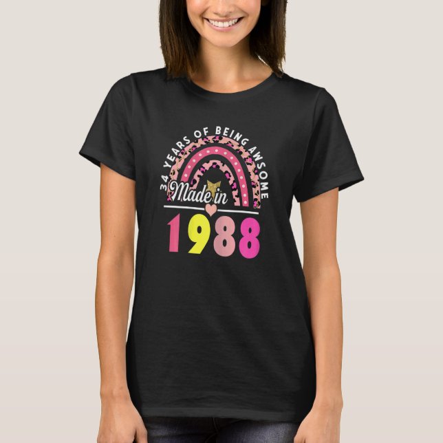 Kvinnor 34 år som Fantastisk leopard Rainbow 3 T Shirt (Framsida)
