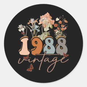Kvinnor 35 år gammal Vintage 1988 35ens födelsedag Runt Klistermärke