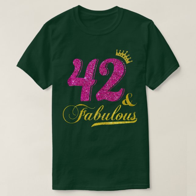 Kvinnor 42 och ofärgad diamant Krona Lycklig 42:a  T Shirt (Design framsida)