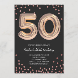 Kvinnor 50:e födelsedagen 50:e Ro Guld-Eleganten Inbjudningar