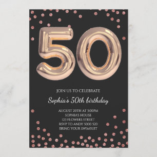 Kvinnor 50:e födelsedagen 50:e Ro Guld-Eleganten Inbjudningar