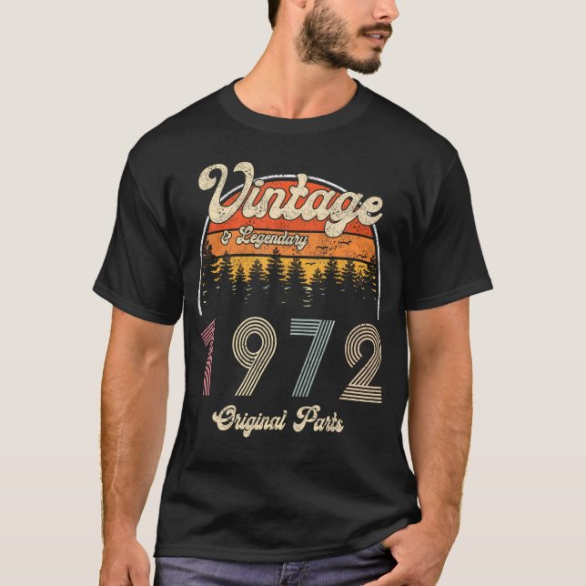 Kvinnor 52:e födelsedag 1972 Solnedgång Brev Skriv T Shirt (Framsida)