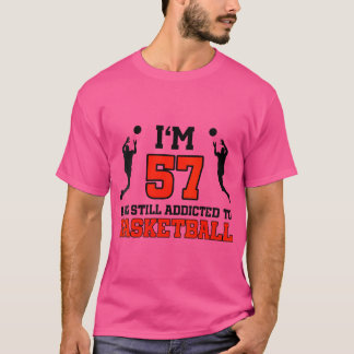 Kvinnor 57:e födelsedag 57 år gammal basketspelare t shirt