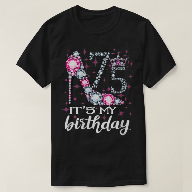 Kvinnor 75 Det är min födelsedag 1945 75:e T Shirt (Design framsida)
