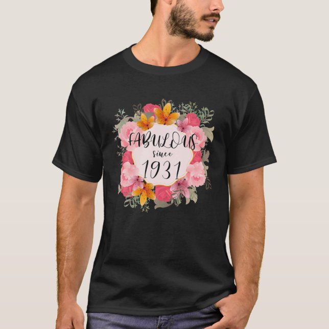 Kvinnor 89 år gamla textilier sedan 1931 Lycklig 8 T Shirt (Framsida)