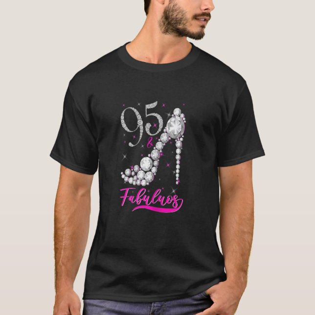 Kvinnor 95 år gamla Fabulous Diamond Krona Shoes 9 T Shirt (Framsida)