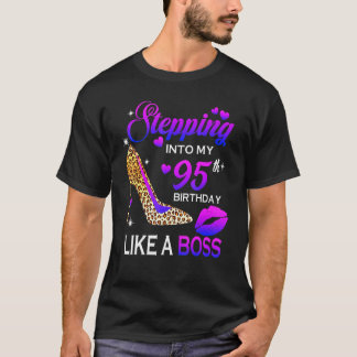 Kvinnor 95:e födelsedag som börjar i 95 Leopard Sh T Shirt
