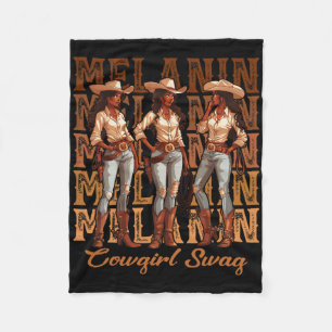 Kvinnor Afrikansk Melanin Cowgirl Swag Svart Histo Fleecefilt
