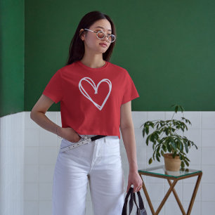 Kvinnor Alla hjärtans dag Grafikhjärttryckt Shirt T