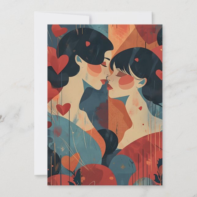 Kvinnor Alla hjärtans dag HBTQ Julkort (Framsida)