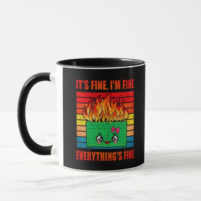 kvinnor Allting är Bra Dumpster on Fire Mugg (Vänster)