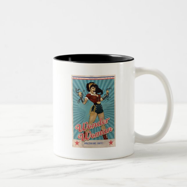  kvinnor Amazonians Unite Vintage affisch Två-Tonad Mugg (Höger)