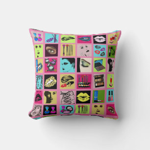 Kvinnor ansikte Makeup Beauty Cosmetics collage Ar Kudde