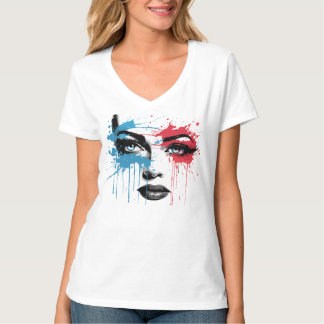 Kvinnor ansikte stänk färg t shirt