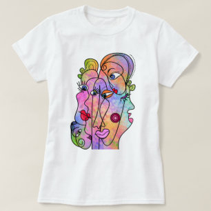 Kvinnor Ansikte T-Shirt Abstrakt Modern Stil-målni