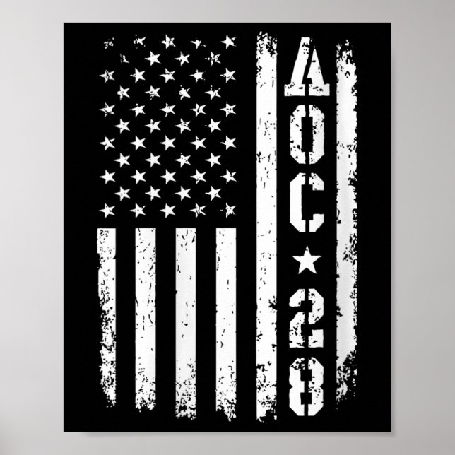 Kvinnor Aoc 2028 US Flagga V-nacke Poster (Framsidan)