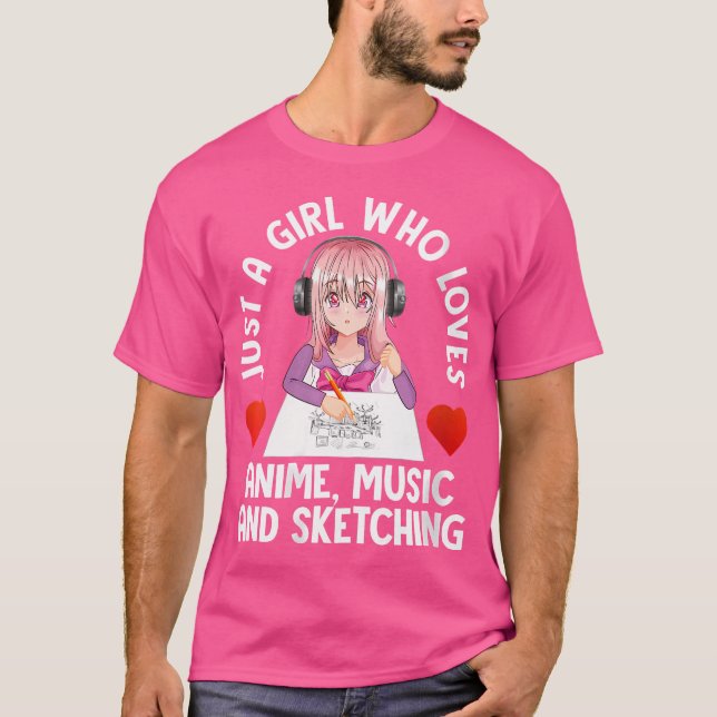 Kvinnor är bara en flicka som Kärlekar animerad mu T Shirt (Framsida)