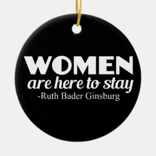 Kvinnor är här det feministiska citationstecknet julgransprydnad keramik