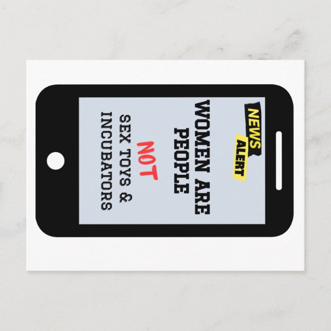 "Kvinnor är människor", "INTE inkubatorer" feminis Vykort (Framsida)