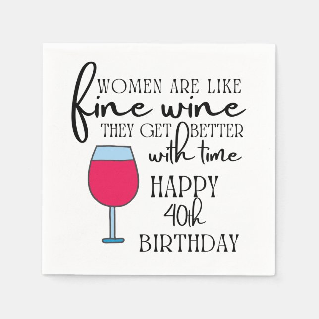 Kvinnor är som Vin födelsedag Pappersservett (Framsidan)