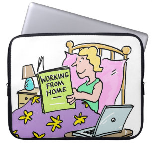 Kvinnor arbetar från hemmet och stannar i Bed. Laptop Sleeve