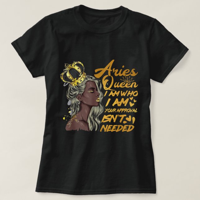Kvinnor Aries Queen Birthday Zodiac Gift Black W.. T Shirt (Design framsida)