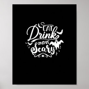 Kvinnor ät drick och var läskiga halloween modern poster