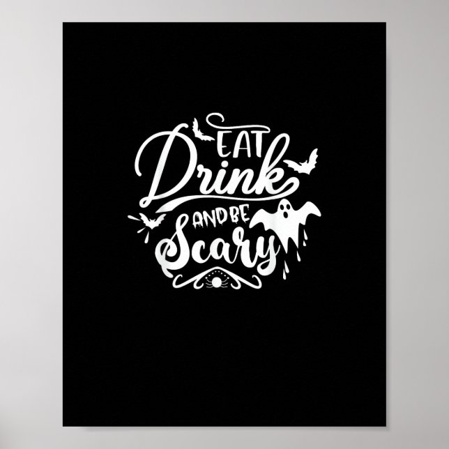 Kvinnor ät drick och var läskiga halloween modern poster (Framsidan)