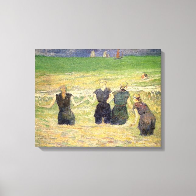 Kvinnor badande Dieppe av Paul Gauguin Canvastryck (Framsida)